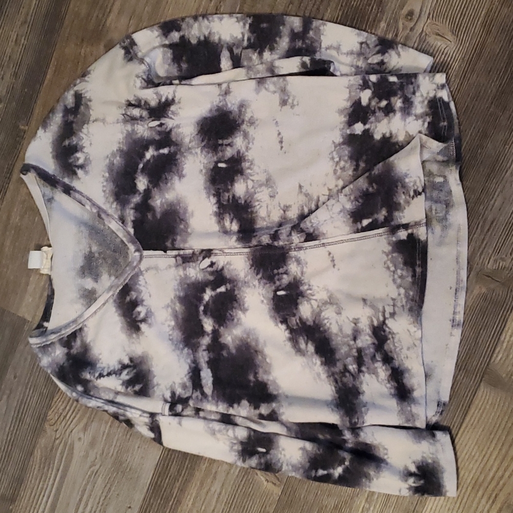 Bibi Blue & White Tie-Dye Long Sleeve Top Size Small